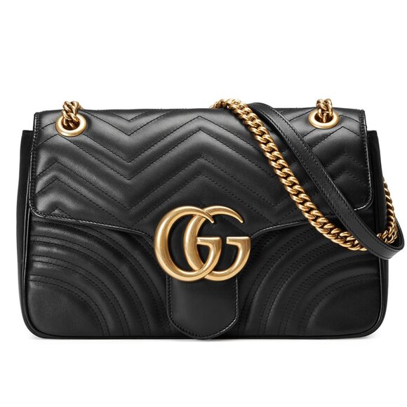 GUCCI BLACK LEATHER QUILTED MARMONT SMALL CROSSBODY SHOULDER BAG PRISTINE - Picture 3 of 16